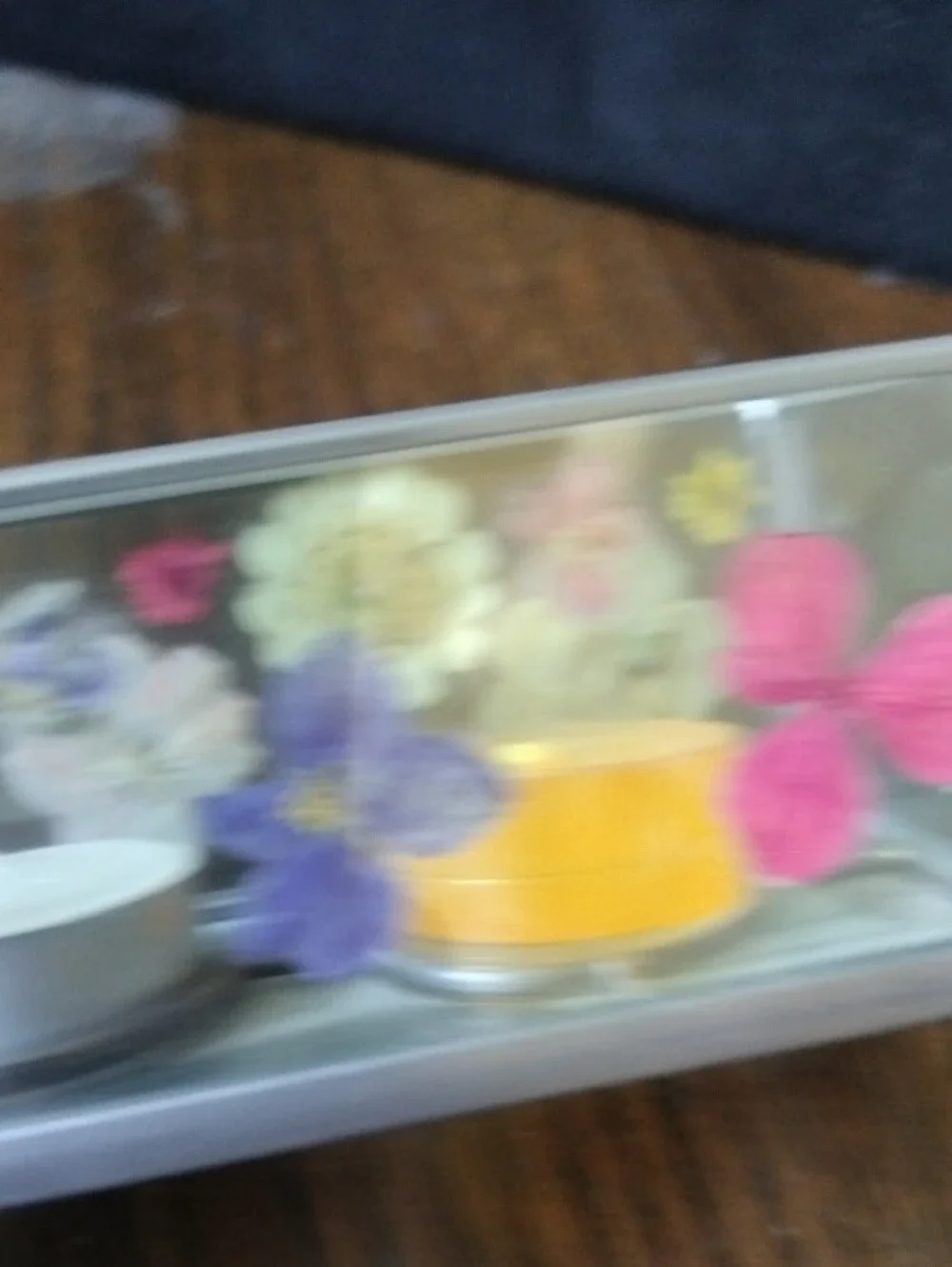 Pressed Flower Glass Tealight Holder - Floral Accent , Vintage